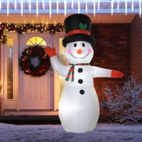 HOMCOM 8 Ft Tall Outdoor Lighted Airblown Inflatable Christmas Lawn Decoration - Waving Snowman(m-8)