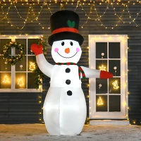 HOMCOM 8 Ft Tall Outdoor Lighted Airblown Inflatable Christmas Lawn Decoration - Waving Snowman(m-1)