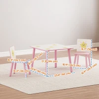 Qaba 3-Piece Kids Table and Chair Set with Star Pattern for Boys and Girls Aged 3-8, Bedroom, Nursery, Playroom, Pink(m-3)