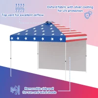 Outsunny 10' x 10' Pop-Up Canopy Tent with 1 Removable Sidewall, Commercial Instant Sun Shelter, Tents for Parties with Wheeled Carry Bag for Outdoor, Garden, Patio, Multicolored(m-7)
