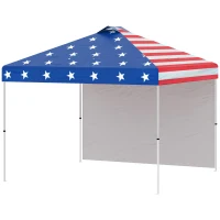 Outsunny 10' x 10' Pop-Up Canopy Tent with 1 Removable Sidewall, Commercial Instant Sun Shelter, Tents for Parties with Wheeled Carry Bag for Outdoor, Garden, Patio, Multicolored(m-11)