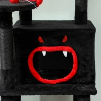 PawHut Gothic Cat Tree, 60" Tall Cat Tower with Coffin Bed,  Sisal Scratching Posts & Ramp, Condo, Hammock, Perches, Black(m-10)