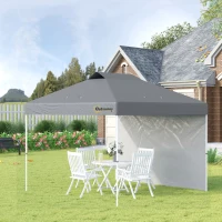 Outsunny 10' x 10' Pop-Up Canopy Tent with 1 Removable Sidewall, Commercial Instant Sun Shelter, Tents for Parties with Wheeled Carry Bag for Outdoor, Garden, Patio, Gray(m-10)