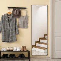 HOMCOM Full Length Glass Mirror, Freestanding or Wall Mounted Dress Mirror for Bedroom, Living Room, Bathroom, 19.75" x 63.5", Black(m-2)