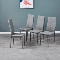 Set of 4 Modern Dining Chairs with Fireproof Leather and Sprayed Metal Pipe, Dining Seat with PU Material, 17.5'' L x 15.5'' W x 37'' H cm, Gray(m-1)
