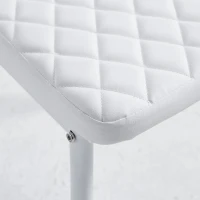 Set of 6 Modern Dining Chairs with Fireproof Leather, Diamond Grid Pattern, Dining Seats Perfect for Gatherings, 18" L x 21.5" W x 37" H, White(m-4)