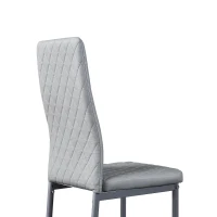 Set of 4 Modern Dining Chairs with Fireproof Leather and Sprayed Metal Pipe, Dining Seat with PU Material, 17.5'' L x 15.5'' W x 37'' H cm, Gray(m-5)