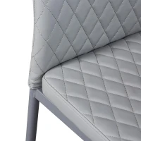 Set of 4 Modern Dining Chairs with Fireproof Leather and Sprayed Metal Pipe, Dining Seat with PU Material, 17.5'' L x 15.5'' W x 37'' H cm, Gray(m-8)