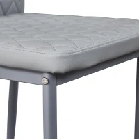 Set of 4 Modern Dining Chairs with Fireproof Leather and Sprayed Metal Pipe, Dining Seat with PU Material, 17.5'' L x 15.5'' W x 37'' H cm, Gray(m-7)