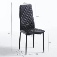 Set of 4 Modern Dining Chairs with Fireproof Leather and Sprayed Metal Pipe, Dining Seat with PU Material, 17.5'' L x 15.5'' W x 37'' H cm, Black(m-3)