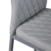 Set of 6 Modern Dining Chairs with Fireproof Leather, Diamond Grid Pattern, Dining Seats Perfect for Gatherings, 18" L x 16" W x 37" H, Gray(m-8)