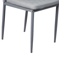 Set of 6 Modern Dining Chairs with Fireproof Leather, Diamond Grid Pattern, Dining Seats Perfect for Gatherings, 18" L x 16" W x 37" H, Gray(m-7)