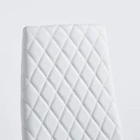 Set of 6 Modern Dining Chairs with Fireproof Leather, Diamond Grid Pattern, Dining Seats Perfect for Gatherings, 18" L x 21.5" W x 37" H, White(m-7)