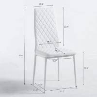Set of 6 Modern Dining Chairs with Fireproof Leather, Diamond Grid Pattern, Dining Seats Perfect for Gatherings, 18" L x 21.5" W x 37" H, White(m-3)