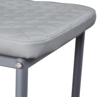 Set of 4 Modern Dining Chairs with Fireproof Leather and Sprayed Metal Pipe, Dining Seat with PU Material, 17.5'' L x 15.5'' W x 37'' H cm, Gray(m-6)