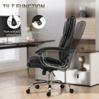HOMCOM Big and Tall Office Chair 400 lbs, Desk Chair with Spring Cushion, PU Leather, High Back, Swivel Wheels, Black(m-6)