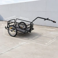 Aosom Folding Bicycle Cargo Trailer Utility Bike Cart Carrier Garden Patio Tool with Hitch Black(m-3)