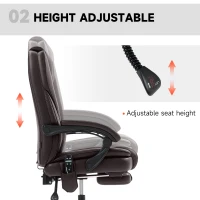 Vinsetto Massage Office Chair, Reclining Computer Chair with Adjustable Height and Footrest, Dark Brown(m-5)