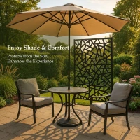 Outsunny Garden Privacy Screen, Decorative Outdoor Divider, Metal Privacy Screen with Stand, Irregular Fence Style, Black(m-7)