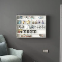 HOMCOM 5-Tier Display Cabinet, Shot Glass Display Case, Glass Curio Cabinet with 2 Glass Doors and 4 Adjustable Shelves, White(m-8)