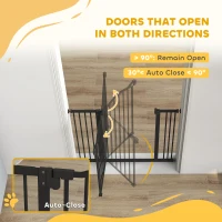 PawHut Extra Tall Dog Gate with Door, Pressure Fit, Auto Close, Double Locking for Doorways Hallways Stairs, 29"-39", Black(m-5)