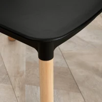 HOMCOM Dining Chairs Set of 4, Modern Kitchen Chair with Slatted Back, PP Seat, Beechwood Legs for Living Room, Black(m-9)