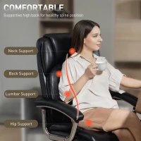 HOMCOM Big and Tall Office Chair 400 lbs, Desk Chair with Spring Cushion, PU Leather, High Back, Swivel Wheels, Black(m-5)