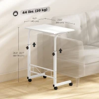 HOMCOM Mobile Standing Desk with Adjustable Height, 23.5 inch Stand Up Desk with Wheels, White(m-3)