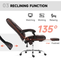 Vinsetto Massage Office Chair, Reclining Computer Chair with Adjustable Height and Footrest, Dark Brown(m-6)