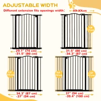 PawHut Extra Tall Dog Gate with Door, Pressure Fit, Auto Close, Double Locking for Doorways Hallways Stairs, 29"-39", Black(m-9)