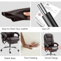 Vinsetto Massage Office Chair, Reclining Computer Chair with Adjustable Height and Footrest, Dark Brown(m-7)