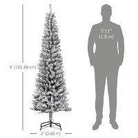 HOMCOM 6ft Flocked Christmas Tree, Pencil Christmas Tree with Realistic Branch Tips, Folding Metal Stand, Black(m-3)
