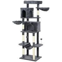 PawHut 69" Cat Tree, Multi-Level Cat Tower with 2 Condos, Plush Perch and Sisal Scratching Posts, Dark Grey(m-2)