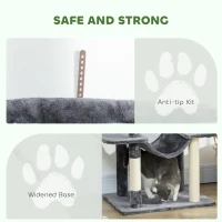 PawHut 69" Cat Tree, Multi-Level Cat Tower with 2 Condos, Plush Perch and Sisal Scratching Posts, Dark Grey(m-6)