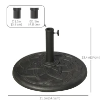 Outsunny 42 lbs Resin Round Market Umbrella Base Holder 22" Decorative Parasol Stand for Patio, Outdoor, Backyard, Bronze(m-3)