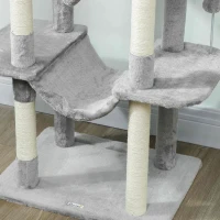 PawHut 69" Cat Tree, Multi-Level Cat Tower with 2 Condos, Plush Perch and Sisal Scratching Posts, Light Grey(m-9)