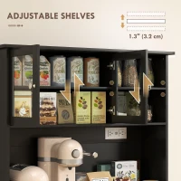 HOMCOM Kitchen Cabinet with Charging Station, 2 Tilt Out Cabinets, Microwave Stand, Freestanding Kitchen Pantry Cabinet, Black(m-6)