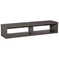 HOMCOM Wall Mounted TV Stand, Media Console Floating Storage Shelf for Living Room or Home Office, Dark Grey(m-1)