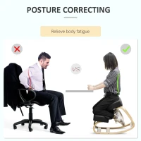 HOMCOM Ergonomic Kneeling Chair, Wood Kneel Stool with Thick Pads, Desk Knee Chair, Improve Posture, Black(m-4)