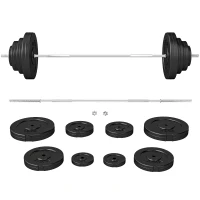 Soozier 154 lbs Barbell Weight Set, Adjustable Weights for Home Gym with 67" Barbell Bar, Strength Training Equipment(m-11)