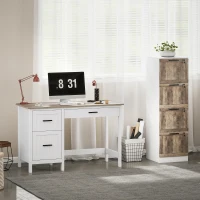 HOMCOM 4 Drawer Filing Cabinet, Farmhouse File Cabinet with Lock, Adjustable Hanging Rails for A4 Letter Size Files, White(m-10)