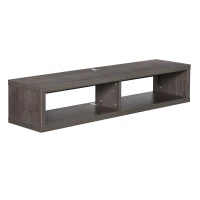 HOMCOM Wall Mounted TV Stand, Media Console Floating Storage Shelf for Living Room or Home Office, Dark Grey(m-9)