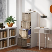 HOMCOM 4 Drawer Filing Cabinet, Farmhouse File Cabinet with Lock, Adjustable Hanging Rails for A4 Letter Size Files, White(m-1)