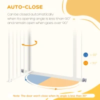 PawHut 30 Inch Tall Pet Gate with Door Dog Gate and Barrier Indoor for Stairs, Pressure-Mounted Safety Gate, White(m-5)