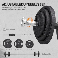 Soozier Adjustable Dumbbell Set, 2 in 1 Weights Dumbbells Set for Home Gym, 112lb Free Weights with Non-Slip Grip(m-4)