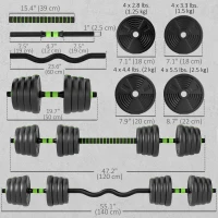 Soozier Adjustable Dumbbell Set, 3 in 1 Weights Dumbbells Set for Home Gym, 66lb Free Weights with Connector and Non-Slip Grip(m-3)
