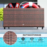 Outsunny PE Rattan Pool Float Storage Organizer with Wheels, Mixed Brown(m-6)