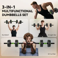 Soozier Adjustable Dumbbell Set, 3 in 1 Weights Dumbbells Set for Home Gym, 33lb Free Weights with Connector and Non-Slip Grip(m-4)