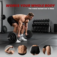 Soozier 154 lbs Barbell Weight Set, Adjustable Weights for Home Gym with 67" Barbell Bar, Strength Training Equipment(m-5)