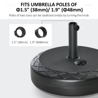 Outsunny 22'' Round Parasol Base Stand Outdoor Umbrella Weights Holder for Market Parasols, Water Filled, for 1.5''/1.9'', Black(m-7)